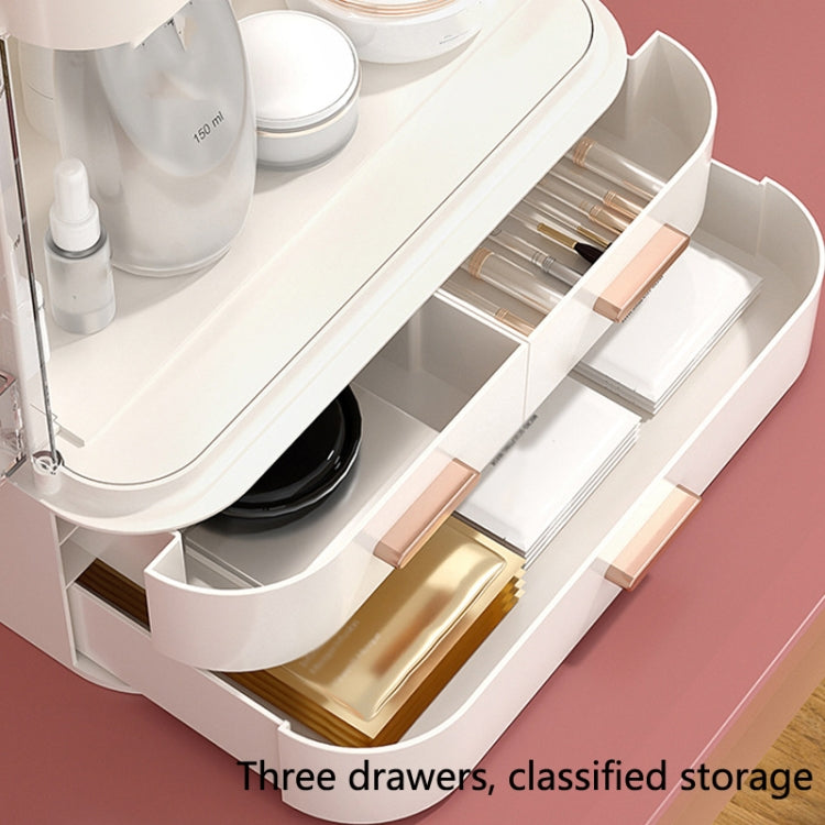 Dust-Proof Drawer Type Cosmetic Storage Box Household Large-Capacity Desktop Lipstick Storage Box, Colour: LED Model Pink - Storage Boxes by buy2fix | Online Shopping UK | buy2fix