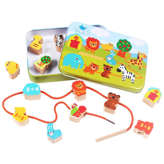 Wooden Toys Baby DIY Toy Cartoon Fruit Animal Stringing Threading Wooden Beads Toy(Animal) - Early Education Toys by buy2fix | Online Shopping UK | buy2fix
