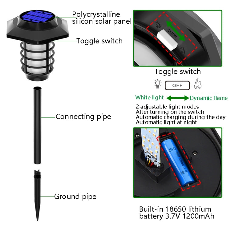 Solar LED Lawn Simulation Flame Lamp Outdoor Garden Lighting Landscape Light, Spec: 48 LED - Solar Lights by buy2fix | Online Shopping UK | buy2fix