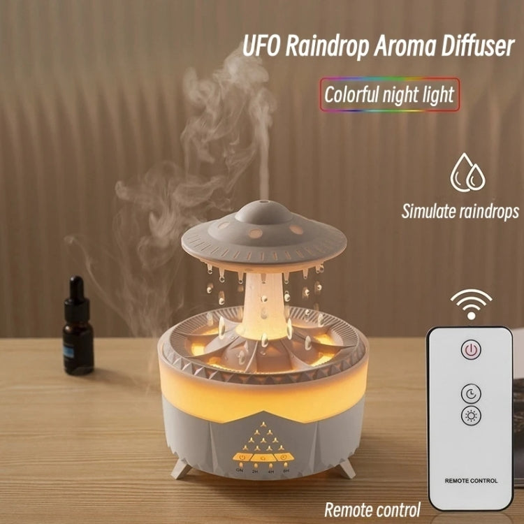 UFO Water Drop Aromatherapy Humidifier Desktop Remote Control Diffuser, Plug: EU Plug(Wood Grain) - Air Purifiers & Accessories by buy2fix | Online Shopping UK | buy2fix