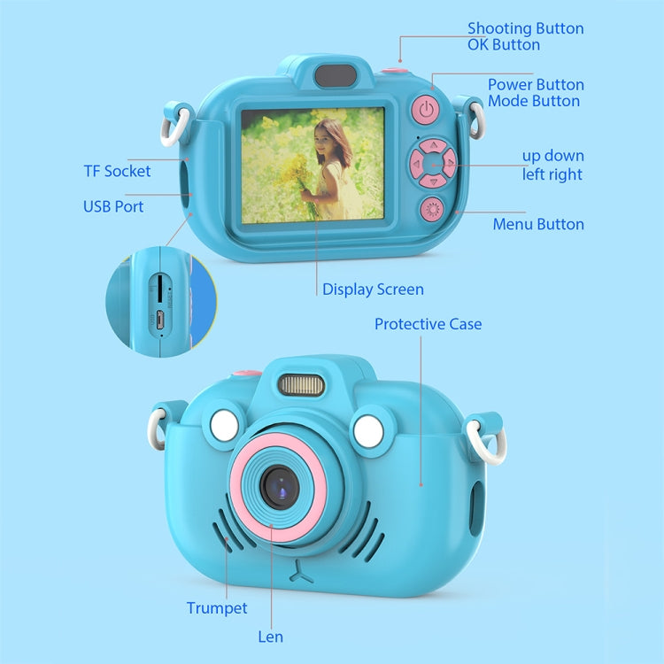 DC502 2.4-Inch 16X Zoom 2.7K Video Recording Children Digital Camera, Color: Blue + 32G(EU Plug) - Children Cameras by buy2fix | Online Shopping UK | buy2fix