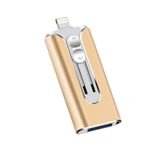 64GB Micro USB + 8 Pin + USB 2.0 3 in 1 Mobile Phone Computer U-Disk(Gold) - U Disk & Card Reader by buy2fix | Online Shopping UK | buy2fix