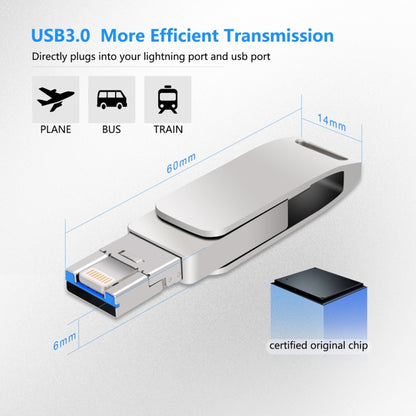 32GB USB 3.0 + 8 Pin + USB-C / Type-C 3 in 1 Phone Computer Metal Rotatable U-Disk(Black) - U Disk & Card Reader by buy2fix | Online Shopping UK | buy2fix