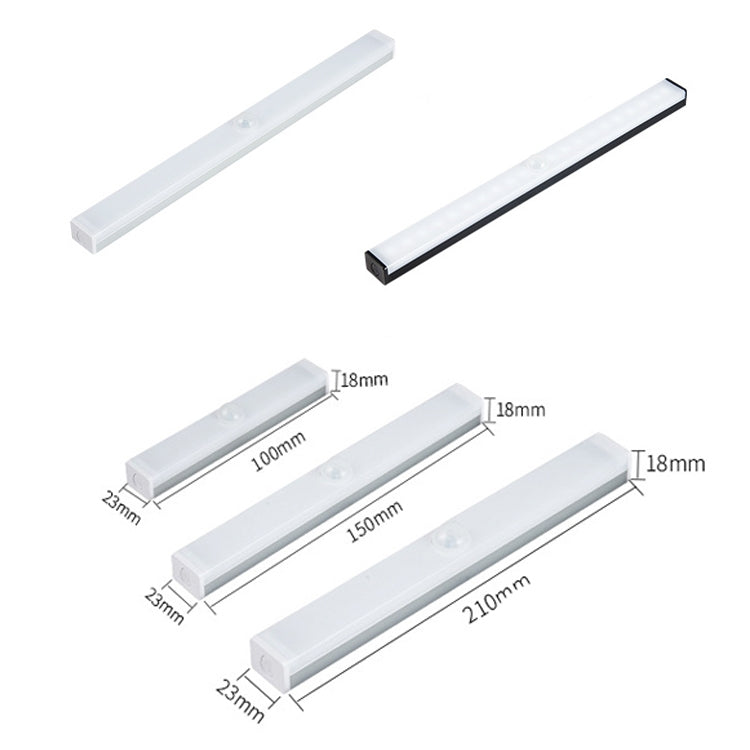 LED Human Body Induction Lamp Long Strip Charging Cabinet Lamp Strip, Size: 10cm(Black and Warm Light) - Sensor LED Lights by buy2fix | Online Shopping UK | buy2fix