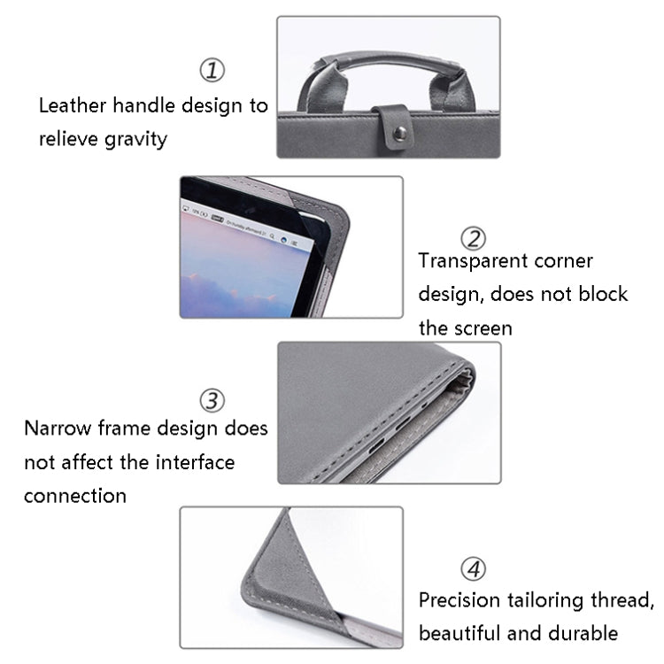 Book Style Laptop Protective Case Handbag For Macbook 13 inch(Grey) - Protective Bags by buy2fix | Online Shopping UK | buy2fix