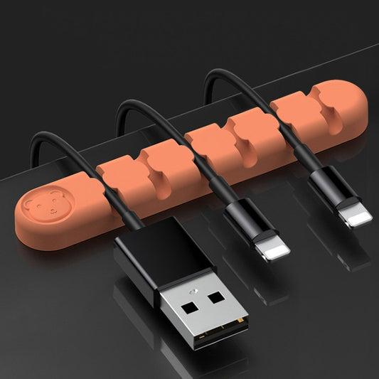 6 Holes Bear Silicone Desktop Data Cable Organizing And Fixing Device(Coral Orange) - Cable Organizer by buy2fix | Online Shopping UK | buy2fix