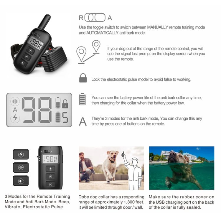 Remote Control Trainer Dog Collar Automatic Bark Stop Device, Specification: 1 Drag 1 (Red) - Training Aids by buy2fix | Online Shopping UK | buy2fix