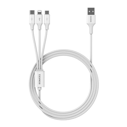 ROMOSS CB251V 3.5A USB To 8 Pin+Type-C+Micro USB 3 In 1 Charging Cable, Length: 1.8m - Multifunction Cable by ROMOSS | Online Shopping UK | buy2fix