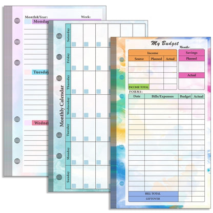 A6 6 Hole Budget Book Loose-leaf Replacement Core Handbook Insert,Spec: 3 In 1 - Notebooks by buy2fix | Online Shopping UK | buy2fix