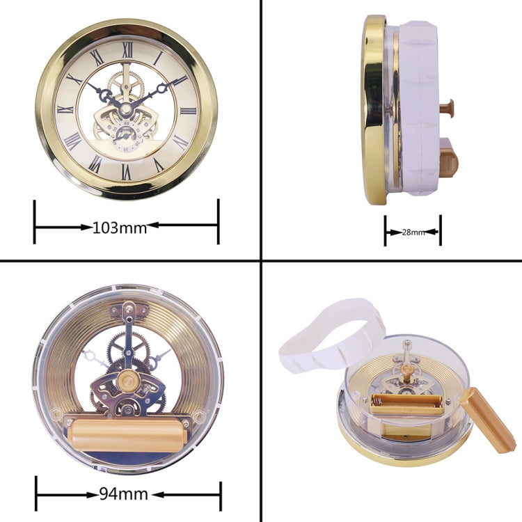 Metal See-through Quartz Clock Gear Clock DIY Accessories 103mm Golden Clock Head - DIY Clocks by buy2fix | Online Shopping UK | buy2fix