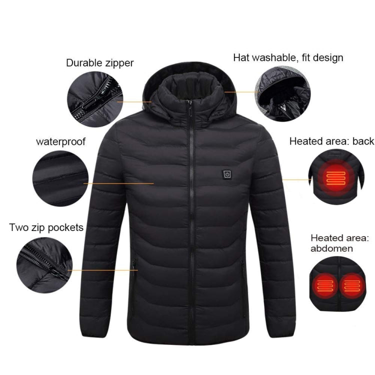 11 Zone Double Control Blue USB Winter Electric Heated Jacket Warm Thermal Jacket, Size: XL - Down Jackets by buy2fix | Online Shopping UK | buy2fix