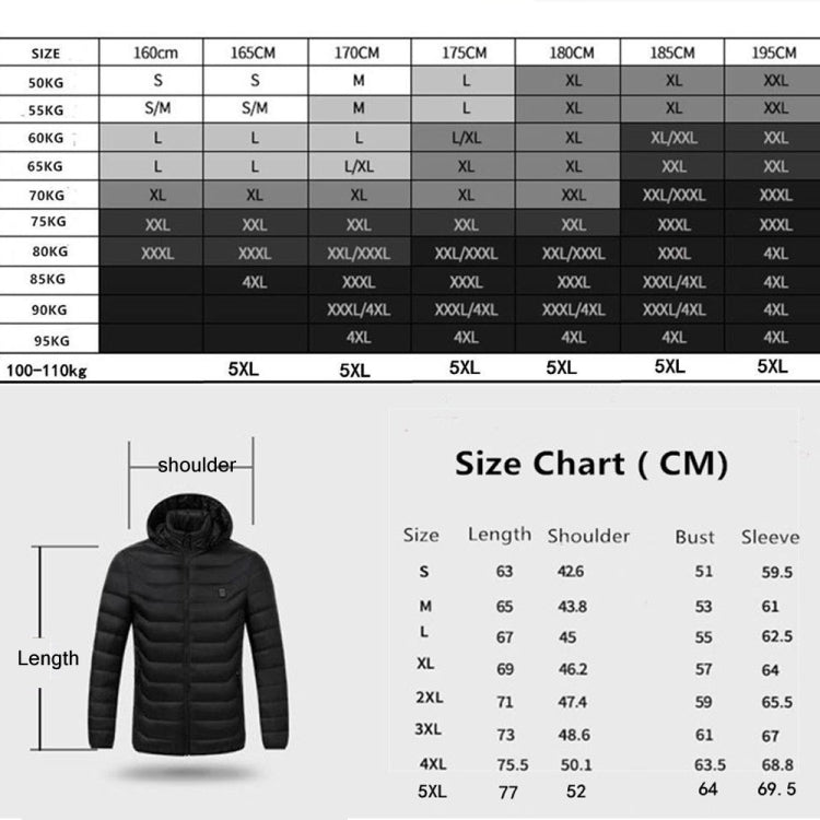 9 Zone Double Control Blue USB Winter Electric Heated Jacket Warm Thermal Jacket, Size: XXXL - Down Jackets by buy2fix | Online Shopping UK | buy2fix