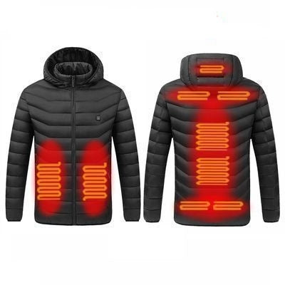 9 Zone Black USB Winter Electric Heated Jacket Warm Thermal Jacket, Size: XXXL - Down Jackets by buy2fix | Online Shopping UK | buy2fix