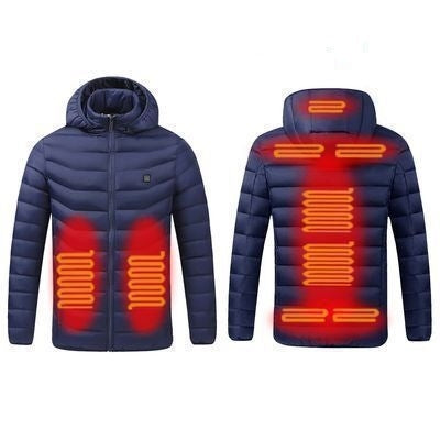 9 Zone Blue USB Winter Electric Heated Jacket Warm Thermal Jacket, Size: L - Down Jackets by buy2fix | Online Shopping UK | buy2fix