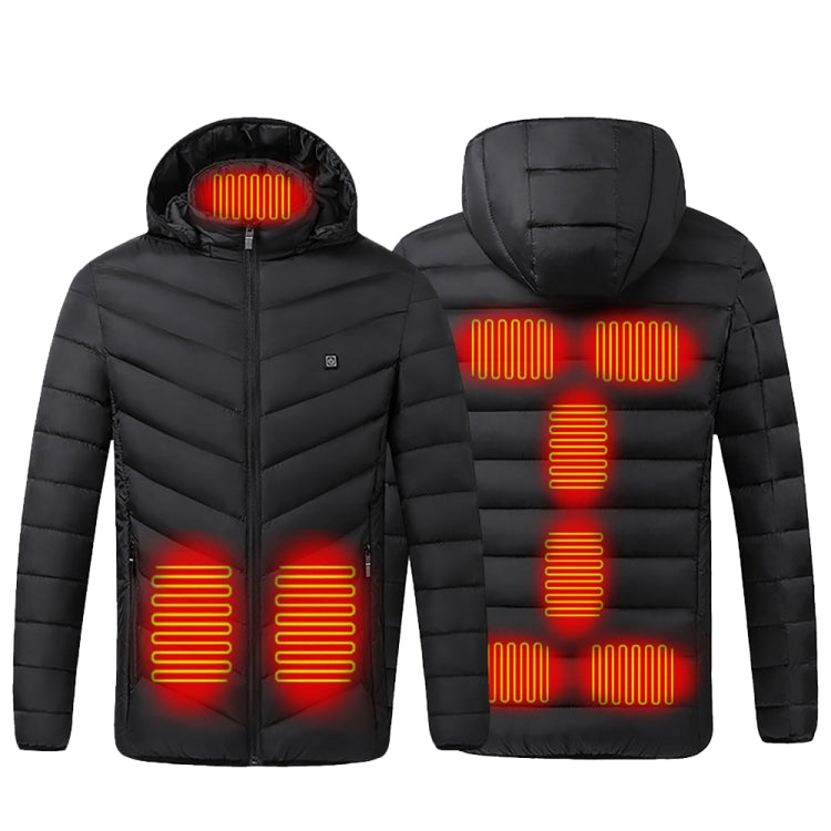 9 Zone Double Control Black USB Winter Electric Heated Jacket Warm Thermal Jacket, Size: L - Down Jackets by buy2fix | Online Shopping UK | buy2fix