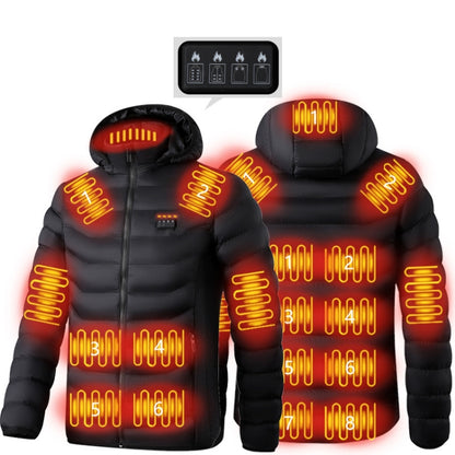 19 Zone 4 Control Black USB Winter Electric Heated Jacket Warm Thermal Jacket, Size: L - Down Jackets by buy2fix | Online Shopping UK | buy2fix