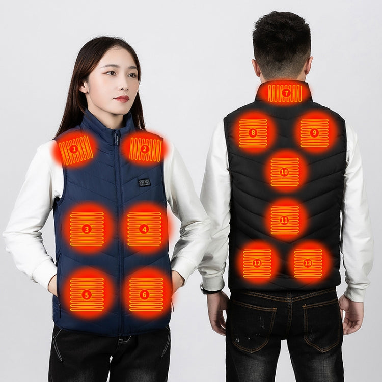 9 Area Double Control Blue USB Electric Heating Undershirt Intelligent Warm Vest(6XL) - Down Jackets by buy2fix | Online Shopping UK | buy2fix