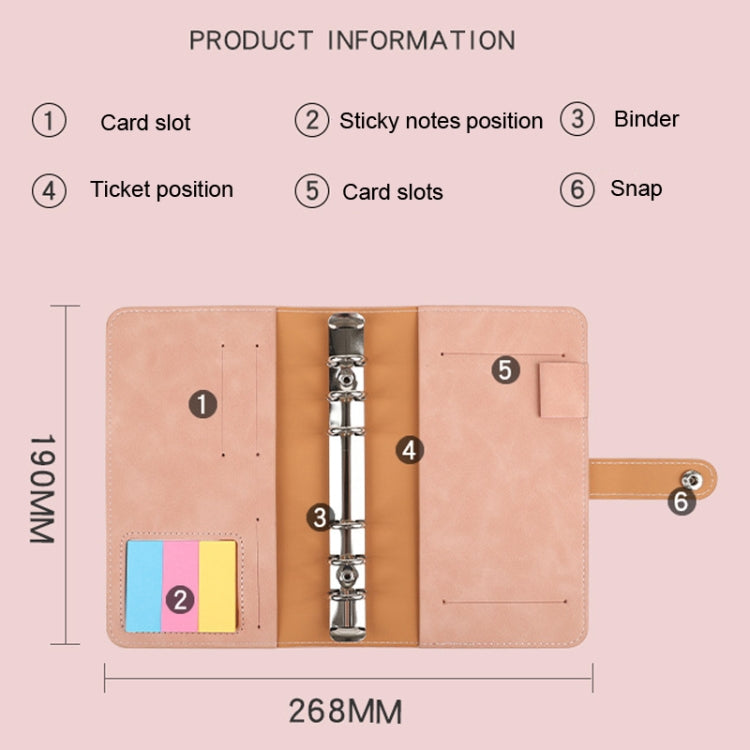 H666 A6 Loose-leaf Binder Cash Budget Handbook Vintage PU Leather Notebook with Window(Pink) - Notebooks by buy2fix | Online Shopping UK | buy2fix