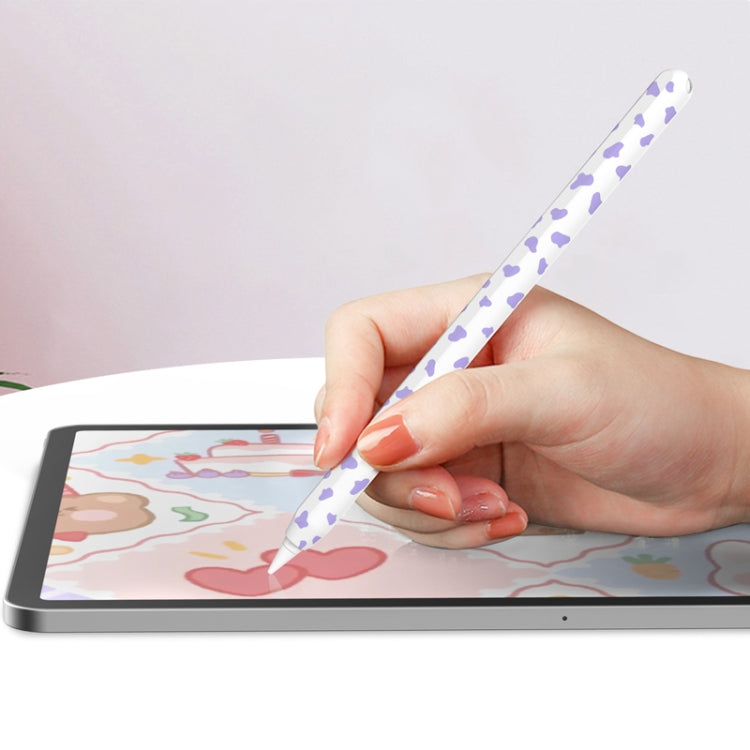 For Apple Pencil 2 AhaStyle PT65CW Silicone Pen Case Milk Cow Patterned Stylus Case(Blue) - Pencil Accessories by AhaStyle | Online Shopping UK | buy2fix