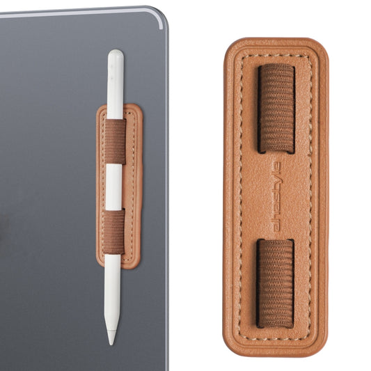 AhaStyle PT184 Adhesive PU Leather Pen Holder(Brown) - Pencil Accessories by AhaStyle | Online Shopping UK | buy2fix