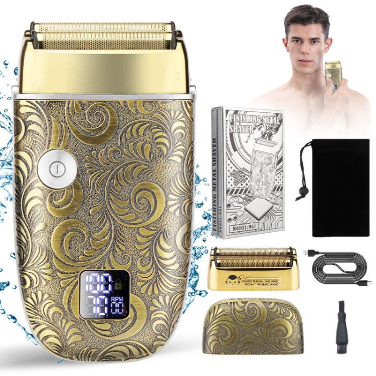 Men Electric Shaver Full Metal Body Reciprocating Shaver(Gold+Knife Net) - Electric Shavers by buy2fix | Online Shopping UK | buy2fix