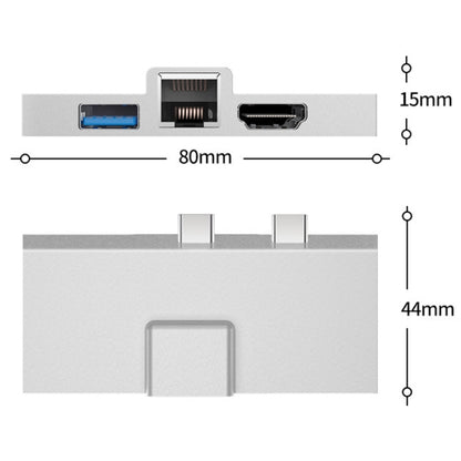 For Surface Pro 8 / 9 / X Dual Type-C Computer Expansion Hub 7 In 1 Docking Station - USB HUB by buy2fix | Online Shopping UK | buy2fix