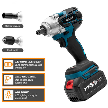 HILDA Motorized Wrenches Lithium Repair Parts With 22mm Socket, EU Plug, Model: Blue With 1 Battery+1 Charger(3000mAh) - Screws by HILDA | Online Shopping UK | buy2fix