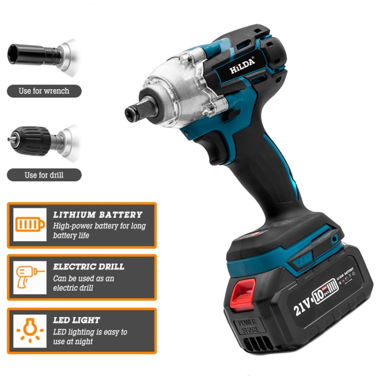 HILDA Motorized Wrenches Lithium Repair Parts With 22mm Socket, US Plug, Model: Blue With 2 Battery+1 Charger(3000mAh) - Screws by HILDA | Online Shopping UK | buy2fix