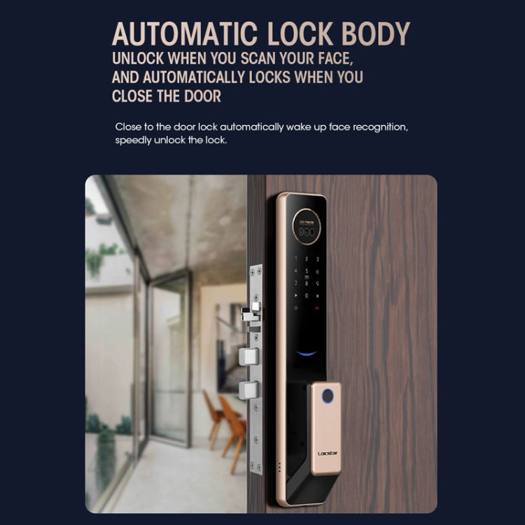 LOCSTAR T100A  3D Face Recognition Fingerprint Code Card Digital Door Lock(Rose Gold) - Door Lock by LOCSTAR | Online Shopping UK | buy2fix