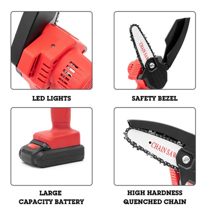 HILDA Rechargeable Cordless Mini Electrical Chain Saw Logging Tools Plastic Package, Model: EU Plug With 1 Battery Red - Electric Saws & Accessories by HILDA | Online Shopping UK | buy2fix