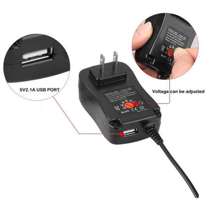 30W USB Interface Adjustable Power Adapter With Power Monitoring LED Light, Specification: UK Plug - Power Supplies by buy2fix | Online Shopping UK | buy2fix