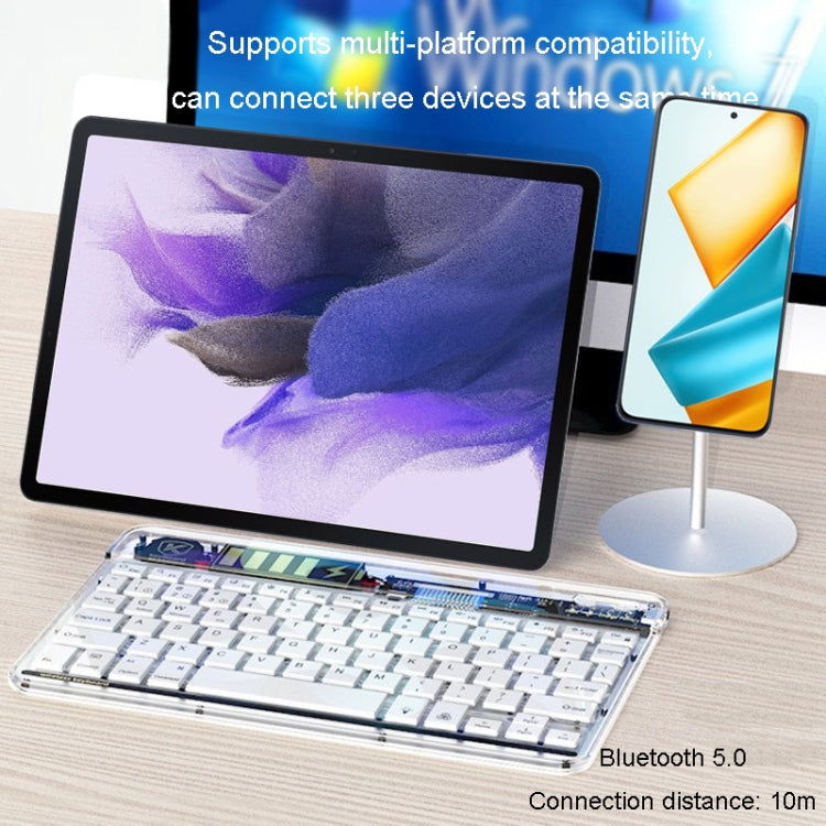 Transparent Lighting Bluetooth Keyboard 10 Inch Wireless Silent Keypad(Pink) - Universal Keyboard by buy2fix | Online Shopping UK | buy2fix