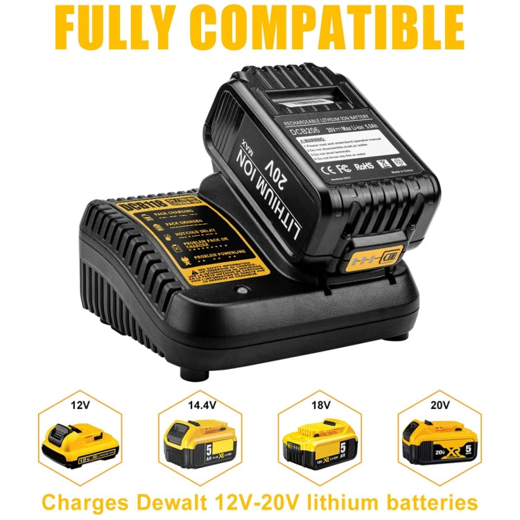 DCB118 For Dewalt 12V-20V Electric Tool Battery Charger, Plug: US (Black) - Electric Saws & Accessories by buy2fix | Online Shopping UK | buy2fix