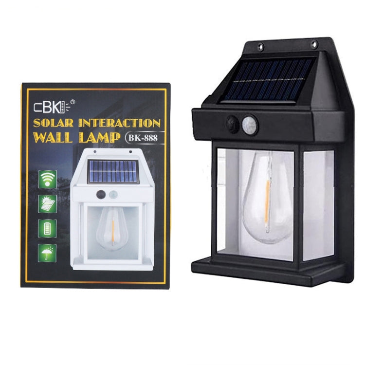 Solar Outdoor Tungsten Wall Light 3 Modes Body Sensing Waterproof Garden Villa Night Light, Spec: Large Black - Solar Lights by buy2fix | Online Shopping UK | buy2fix