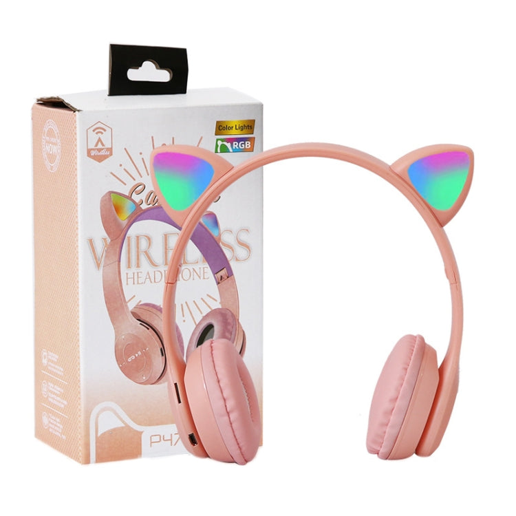 P47M LED Light-emitting Cat Ears Gaming Bluetooth Wireless Headset(Light Grey) - Headset & Headphone by buy2fix | Online Shopping UK | buy2fix