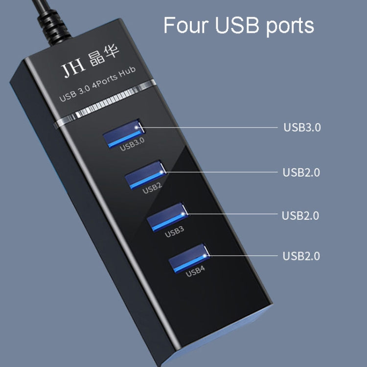 JINGHUA N606A USB3.0 Splitter One To Four Computer HUB Docking Station Connector, Size: 0.3m(Black) - USB 3.0 HUB by JINGHUA | Online Shopping UK | buy2fix