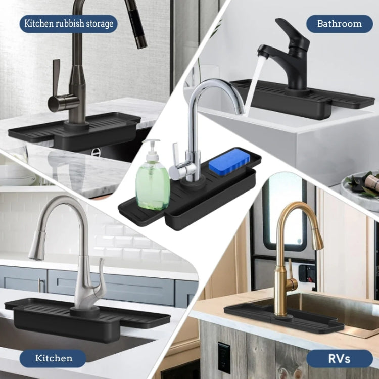 Kitchen Faucet Silicone Drainage Mat Sponge Shelf Organizer Splash-Proof Sink Drainage Mat(Black) - Faucets & Accessories by buy2fix | Online Shopping UK | buy2fix