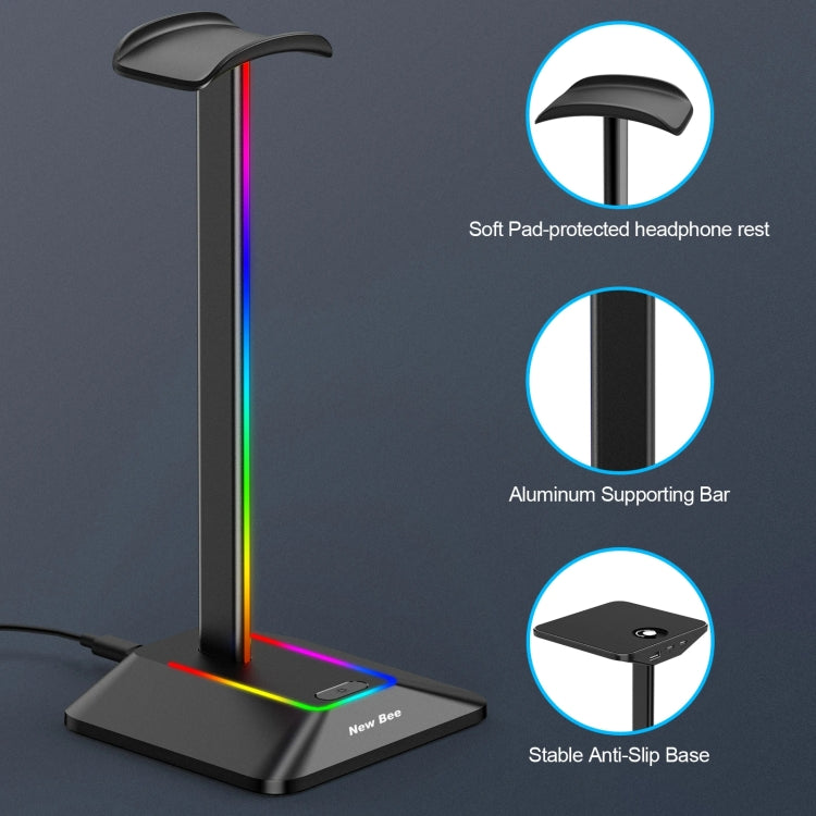 New Bee Dual Output Colorful Headset Display Rack HUB Expansion Headphone Holder, Color: Z9 Without Extended Interface Black - Headset Stand by buy2fix | Online Shopping UK | buy2fix