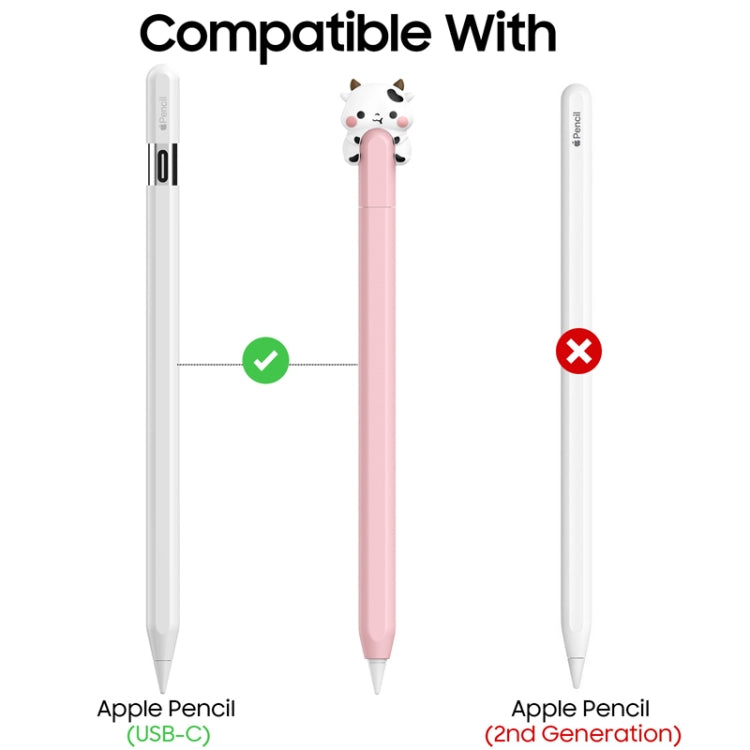 For Apple Pencil (USB-C) AhaStyle PT129-3 Stylus Cover Silicone Cartoon Protective Case, Style: White Cow - Pencil Accessories by AhaStyle | Online Shopping UK | buy2fix