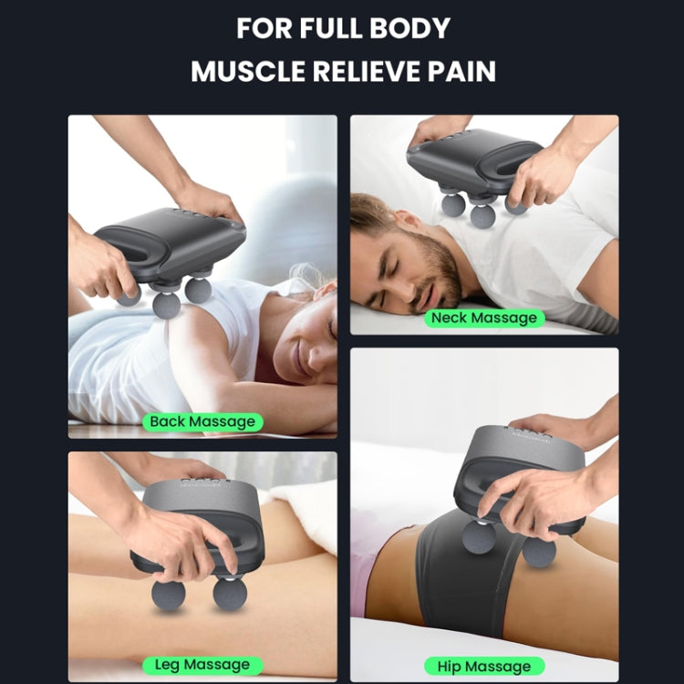 4-Head Waist Back Massager Handheld Deep Tissue(Black) - Massage gun & Accessories by buy2fix | Online Shopping UK | buy2fix