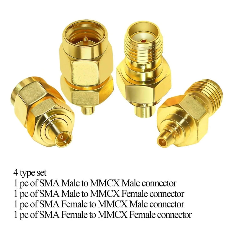 4pcs /Set SMA To MMCX Coaxial Adapter Kit Brass Coaxial Connector RF Antenna Adapter - DVB-T & Simulation Antenna by buy2fix | Online Shopping UK | buy2fix