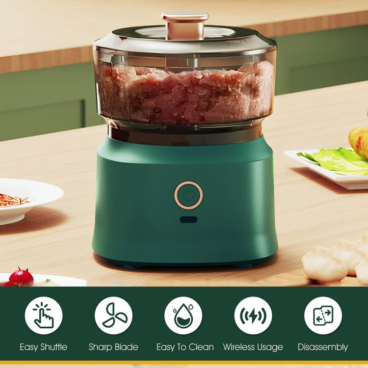 JRQ-01 Home Wireless Electric Meat Grinder Kitchen Garlic Pounder, Size: Electroplated Double-click(Green) - Stirrer & Squeezer by buy2fix | Online Shopping UK | buy2fix