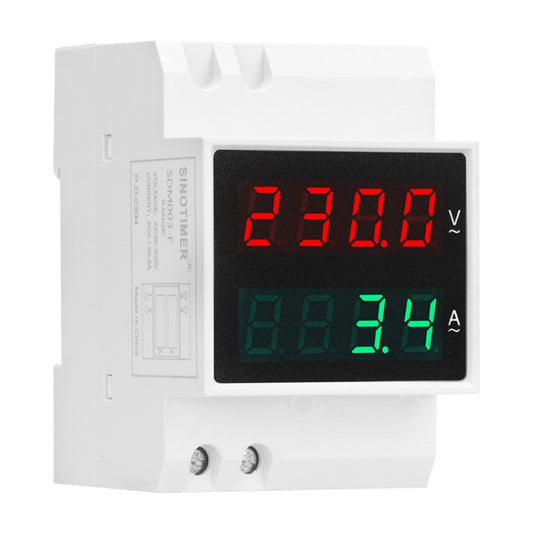 SINOTIMER SDM003-F 4 Digits Display DIN-Rail Single Phase AC Dual Display Voltage And Current Meter - Current & Voltage Tester by SINOTIMER | Online Shopping UK | buy2fix