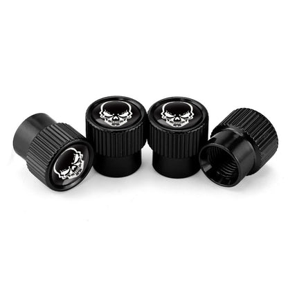 4pcs /Set Skeleton Car Tire Universal Aluminum Valve Cap(Black) - Tire Valve Caps by buy2fix | Online Shopping UK | buy2fix