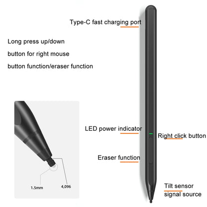 For Microsoft Surface 4096 Pressure Sensitive MPP2.0 Anti-false Touch Pressure Sensitive Capacitive Pen(Silver) - Stylus Pen by buy2fix | Online Shopping UK | buy2fix