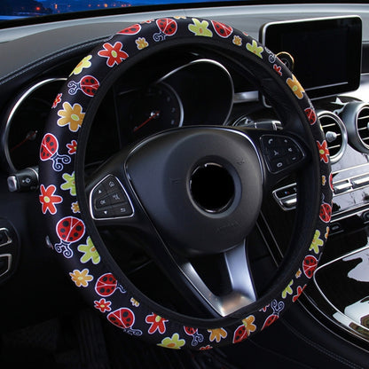 Car Steering Wheel Cover Printed Cloth Without Inner Elastic Band Cover, Pattern: Beetle - Seat Accessories by buy2fix | Online Shopping UK | buy2fix