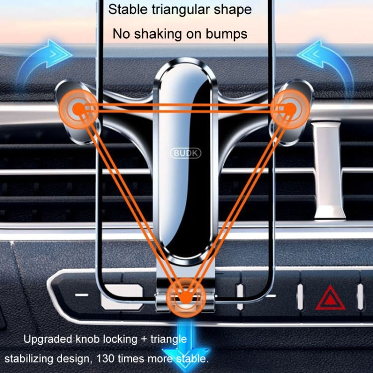 BUDK Triangle Gravity Sensor Car Phone Bracket Car Air Vent Navigation Holder, Model: Adhesive Model - Car Holders by BUDK | Online Shopping UK | buy2fix