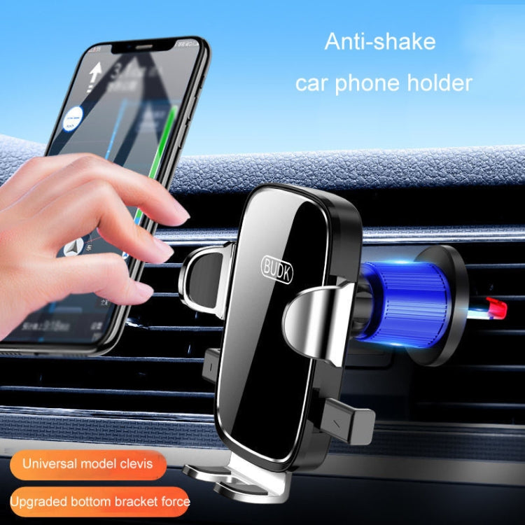 BUDK Anti-shake Car Phone Bracket Car Navigation Air Vent Fixed Gravity Support Stand(Silver) - Car Holders by BUDK | Online Shopping UK | buy2fix