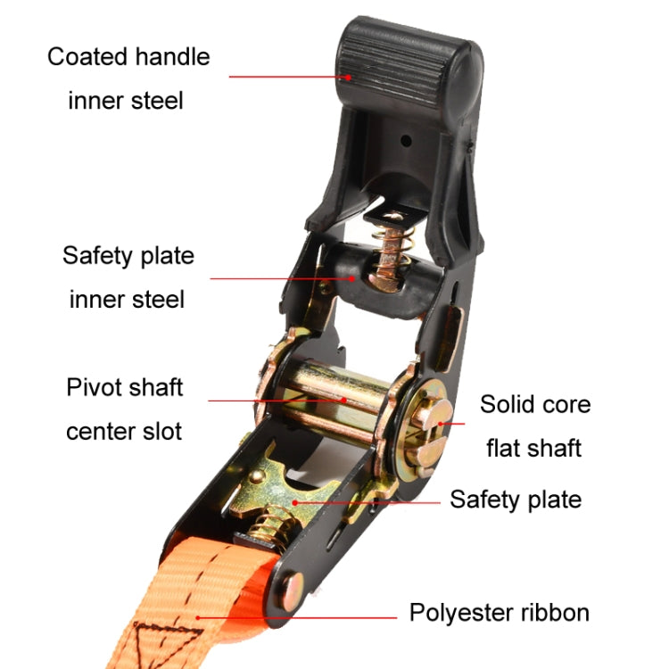 Motorcycle Ratchet Tensioner Cargo Bundling And Luggage Fixing Straps, Specification: Orange 5m - Towing Bars by buy2fix | Online Shopping UK | buy2fix