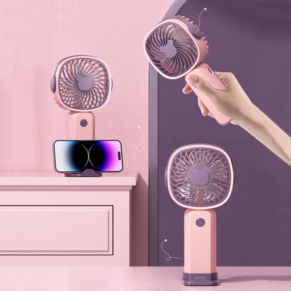 Handheld Portable Mini Multifunctional Fan With Phone Holder Function, Color: Pink Purple with Battery - Electric Fans by buy2fix | Online Shopping UK | buy2fix